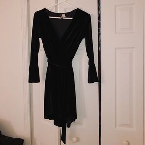 Black Velvet Wrap Dress